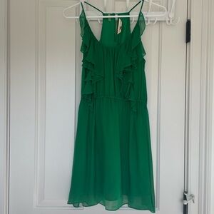 Rebecca Taylor 100% Silk Green ruffle dress 4
